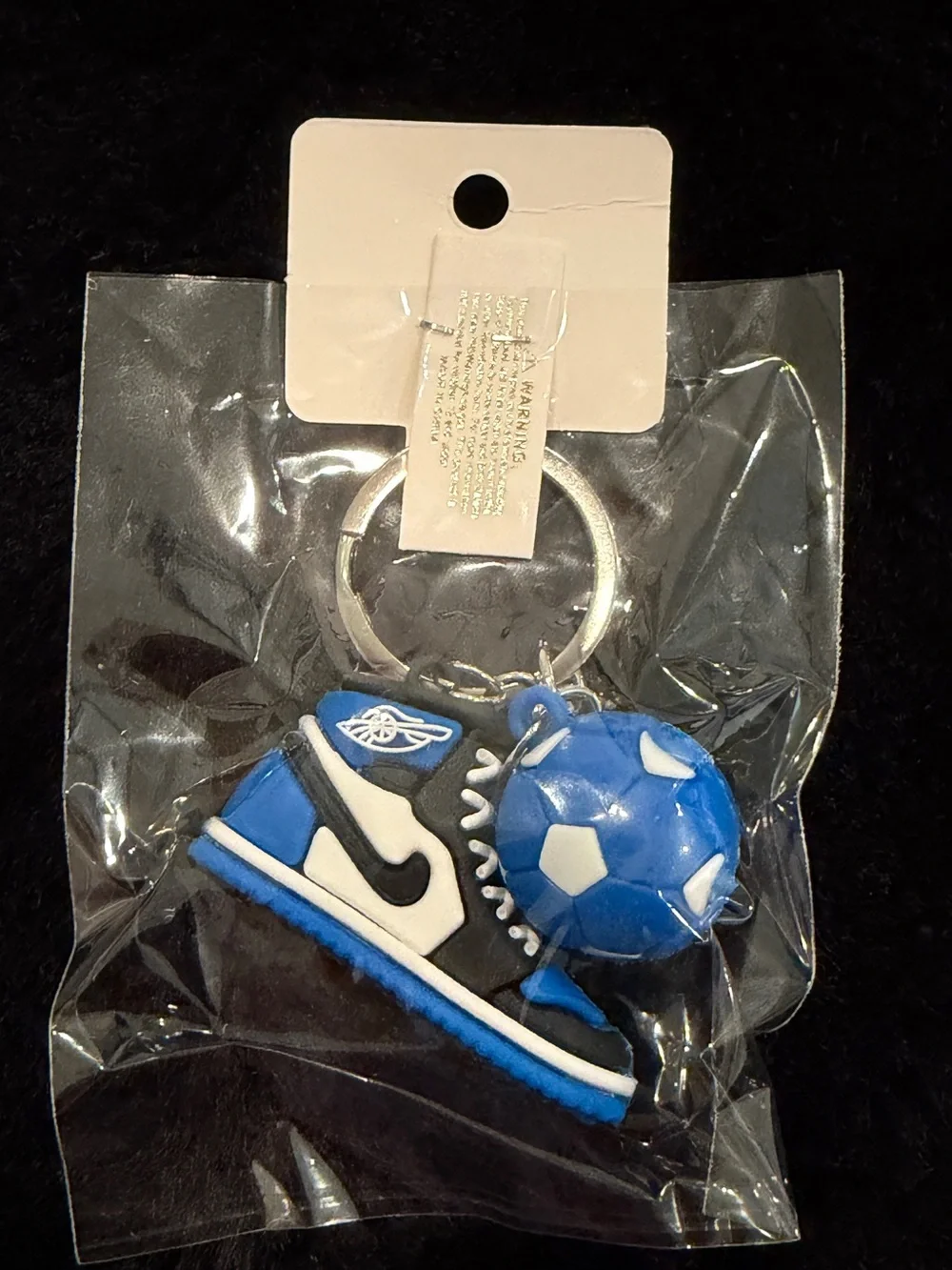 Blue Sneaker & Soccer Ball Kids Keychain